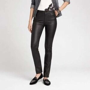 Chicos Womens Girlfriend Coated So Slimming Slim Leg Jeans Size 10 Black Stretch